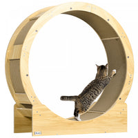 Pawhut 36 Inch Cat Wheel Exerciser For Indoor Cats, Kitten Treadmill With Carpeted Runway And Brake, Kitty Running Toy For Fitness & Healthy, Oak