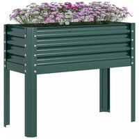 Outsunny Raised Garden Bed W/ Legs Galvanized Elevated Planter Box Green
