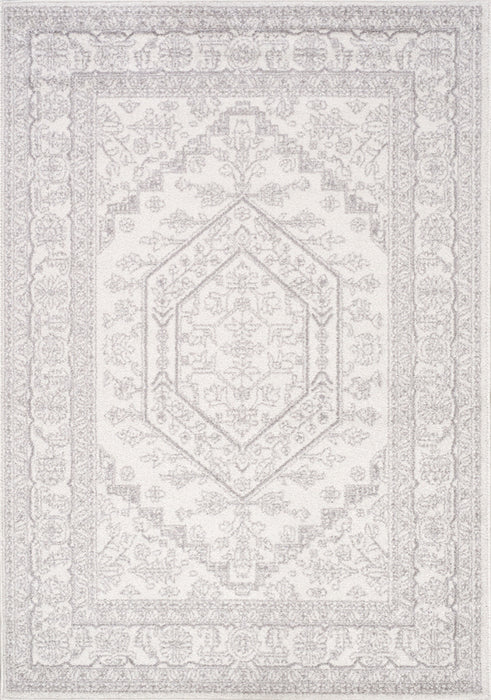 Fallon White Grey Elegant Faded Traditional Rug, 6'7\" x 9'6\" Indoor Area Rug