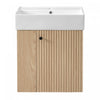Camille Floating Bathroom Vanity with Ceramic Sink and Left Side Storage, Natural | Camille Meuble de salle de bain flottant avec vasque en ceramique et rangement cote gauche, Naturel