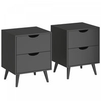 Modern Nightstand Set of 2, Bedside Table with 2 Drawers and Wood Legs