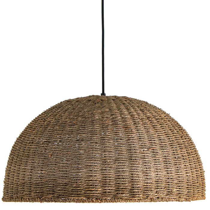 Dainolite Pourel 3 Light Pendant Large Matte Black Finish Natural Shade Lamp