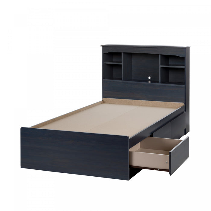 Aviron Mates Bed And Bookcase Headboard Set Blueberry - South Shore