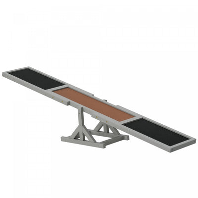 Pawhut Wood Pet Seesaw Platform Dog Agility Training Equipment Run Game Toy Weather Resistant Pet Supplies Grey