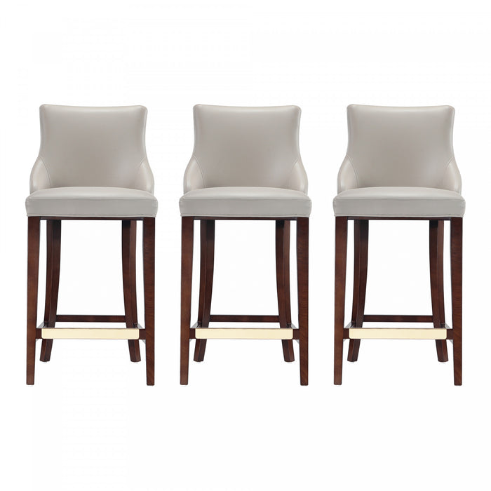 Shubert Modern Wood Upholstered Barstool in Light Gray - Set of 3