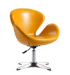Manhattan Comfort Raspberry Polished Chrome Faux Leather Adjustable Swivel Accent Chair - Yellow