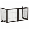 Pawhut Wooden Dog Gate Foldable Pet Fence For Small & Medium Dogs 4 Panel With Support Feet Freestanding Safety Barrier For House Doorway Stairs Coffee