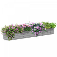Outsunny 7.9' X 2' X 1' Galvanized Raised Garden Bed Kit, Metal Elevated Planter Box With Safety Edg