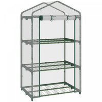 Outsunny 3 Tier Mini Greenhouse Portable Plant Greenhouse With Roll Up Door And Wire Shelves, 27