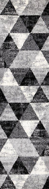 Covington Black White Grey Distressed Geometric Triangle Rug, 2'0\" x 7'7\" Indoor Area Rug
