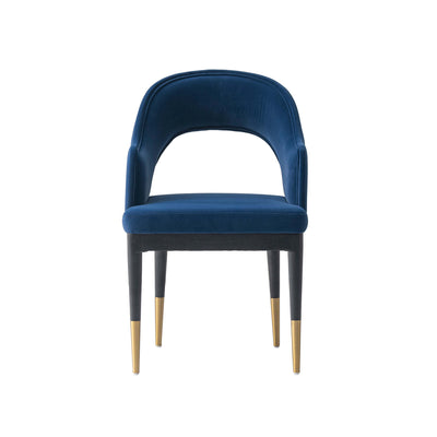 Carrington Modern Glam Upholstered Velvet Armchair in Midnight Blue | Fauteuil moderne glamour Carrington en velours bleu nuit