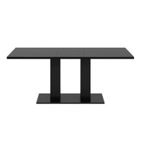 Vero 71 Inch Modern Rectangular Dining Table with Dual Pedestal Base and Black Finish, Black