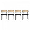 Mason Rattan Dining Chairs with Metal Legs and Velvet Cushion Set of 4,Black