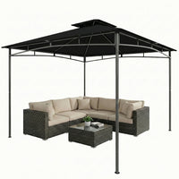 Outsunny 10' x 10' Gazebo, Soft Top Garden Gazebo with 2-Tier Roof, Black