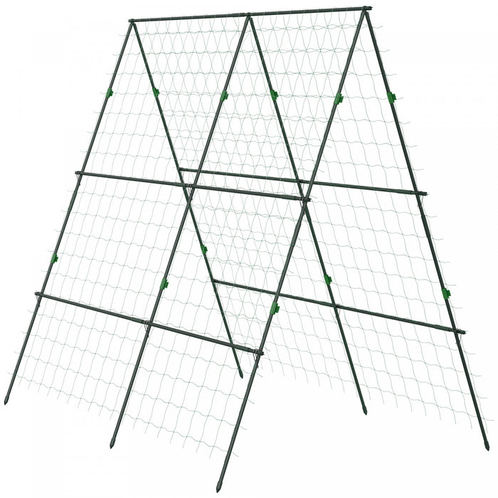 Outsunny Metal Tomato Cage With Net For Climbing Plants Vegetables, Green