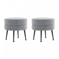 Bailey Mid-Century Modern Upholstered Accent Ottoman in Gray - Set of 2 