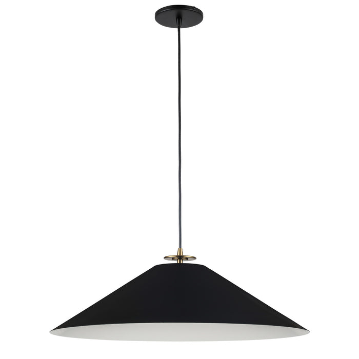 Dainolite Prudence 1 Light Pendant Aged Brass Finish Matte Black Shade Lamp