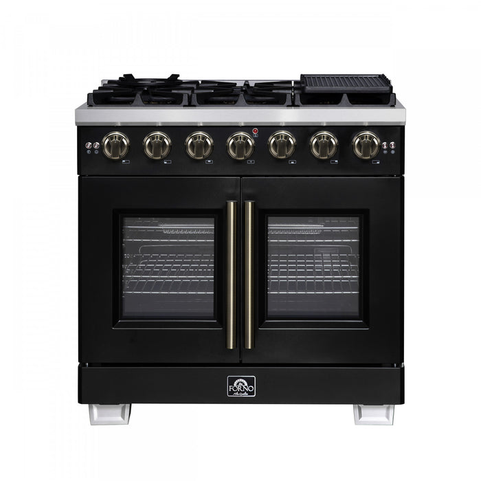 Forno Capriasca 36\" Black Gas Range 5.36 cu.ft -FFSGS6460-36BLK