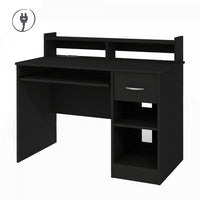 Axess Office Desk with Keyboard Tray and Drawer with USB Port Pure Black - South Shore 
