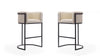 Cosmopolitan Mid-Century Modern Metal Upholstered Barstool in Cream - Set of 2 Bar Stool