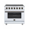 Forno Massimo 36 Inch Freestanding Electric Range, 5 radiant burners, 5.36 cu.ft., White - FFSEL6020-36WHT | Cuisiniere electrique Massimo de 36 po, 5 foyers radiants, 5,36 pi³, blanc – FFSEL6020-36WHT