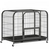 PawHut 37 Inch Heavy Duty Dog Crate, Large Metal Dog Cage with Lockable Wheels and Removable Tray for Small Medium Breeds, Puppy Playpen for Indoor Outdoor, Black