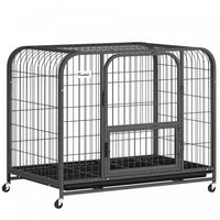 PawHut 37 Inch Heavy Duty Dog Crate, Large Metal Dog Cage with Lockable Wheels and Removable Tray for Small Medium Breeds, Puppy Playpen for Indoor Outdoor, Black