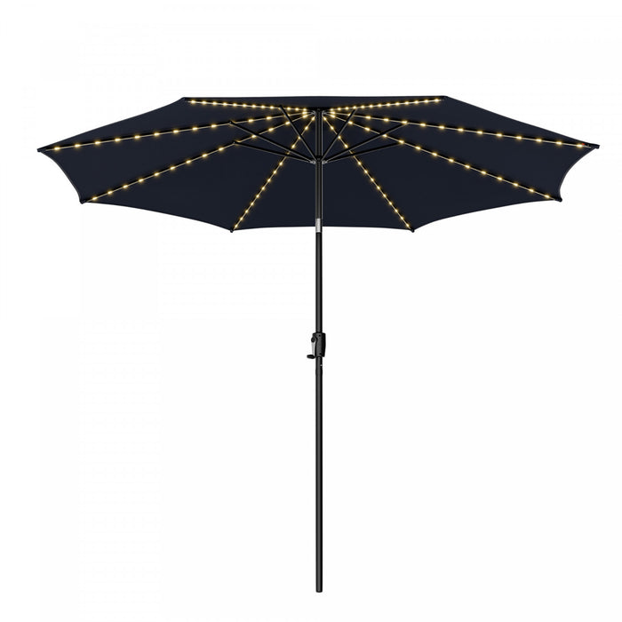 Costway 10 FT 112 LED Solar-Lighted Patio Table Market Umbrella Crank Tilt Outdoor Navy
