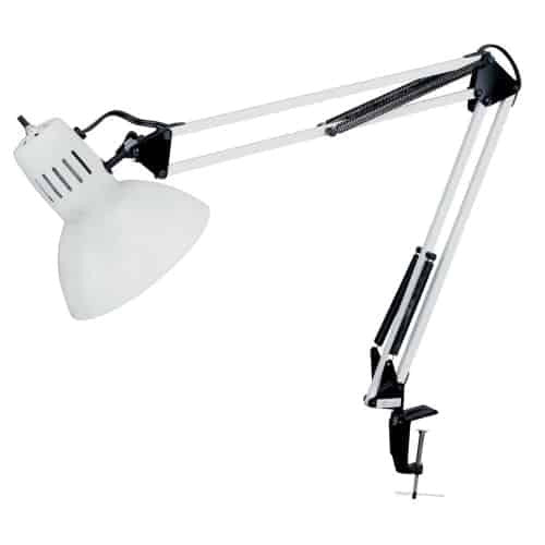Dainolite Working/Task Lamp Spring Balanced Clampon Gloss White 36\" Reach