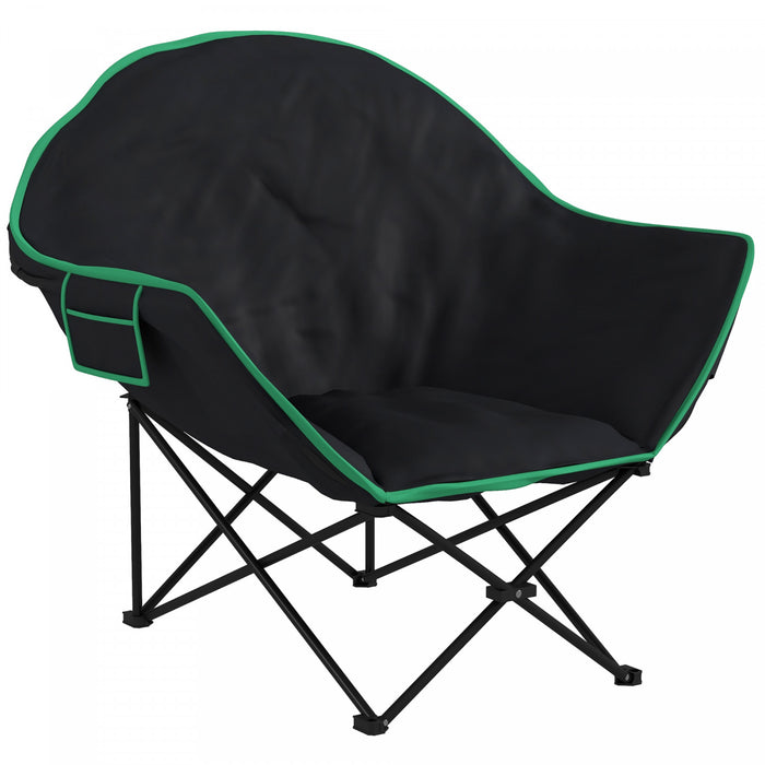 Outsunny Foldable Camping Chair Padded Moon Saucer Chair with Carry Bag, Storage Pocket & Removable Footrest for Outdoor, Beach, Picnic, Hiking, Fishing, Travel
