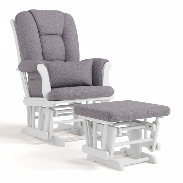 Storkcraft Tuscany Glider and Ottoman - White/Gray Swirl