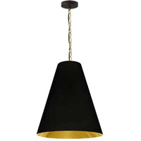 Dainolite Anaya 1 Light Pendant Medium Aged Brass Black/Gold Shade Lamp