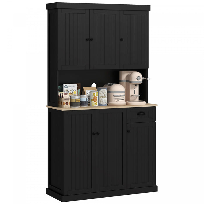 HOMCOM 71\" Buffet with Hutch, Kitchen Pantry Storage Cabinet with Drawer