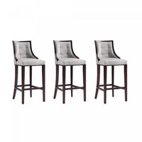 Fifth Avenue Traditional Wood Upholstered Barstool in Light Gray - Set of 3 
