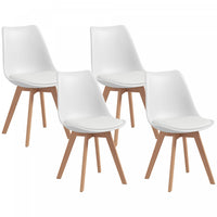 HOMCOM Modern Dining Chairs Set of 4 with PU Leather Cushion, Wood Frame