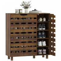 HOMCOM Shoe Cabinet, Shoe Storage Cabinet for 20 Pair of Shoes, Brown