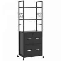 Vinsetto 2 Drawer File Cabinet with Lock, Adjustable Hanging Bar, Black