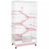 Pawhut 63\"h 6-level Small Animal Cage Rabbit Hutch With Universal Lockable Wheels, Slide-out Tray For Bunny, Chinchillas, Ferret, Pink