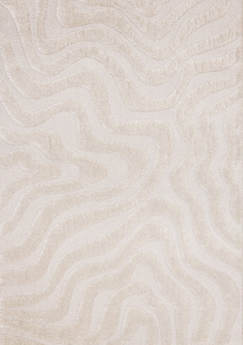 Lincoln Modern Luxurious Plush White Curves Area Rug - 6'7\" x 9'6\"