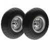 Outsunny Set of 2 Pneumatic Dolly Wheels, 10\" Wheels for Cart with 3.5\" Axle Bore Hole Bearings, for Barn Carts, Hose Carts, Garden Carts, Sack Trucks, Black