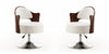 Bopper Modern Vegan Leather Swivel Lounge Chair in White - Set of 2