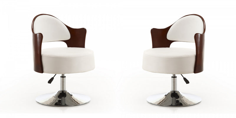 Bopper Modern Vegan Leather Swivel Lounge Chair in White - Set of 2