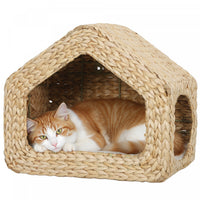 PawHut Cat Wall Shelf, Wall Mounted Cat House with Washable Cushion, Kitty Shelf Furniture for Indoor Kittens, for Resting and Lounging, Natural
