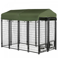 Pawhut Outdoor Dog Kennel, Lockable Pet Playpen Crate, Welded Wire Steel Fence, With Water-, Uv-resi