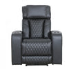 Kingsley 37 in. Leather Match Power Glider Recliner with Adjustable Headrest and USB - Black | Fauteuil inclinable electrique a mouvement coulissant Kingsley de 37 po en cuir assorti avec appuie-tete ajustable et ports USB - Noir