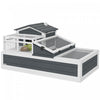 PawHut Tortoise House 2-Tier Wooden Enclosure with Balcony, Ramp and Tray, Indoor/ Outdoor Tortoise Enclosure with Ladder, Openable Roof, 44" L x 25.5" W x 23.3" H, Grey