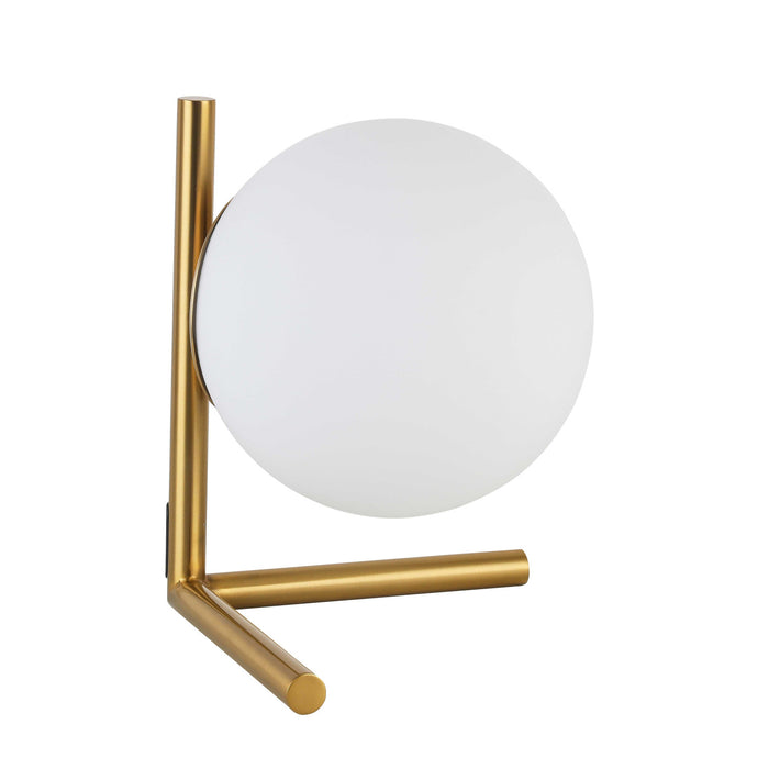 Dainolite Folgar 1 Light Table Lamp Aged Brass Finish Opal White Glass