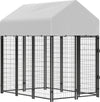 PawHut 6' x 4' x 6' Dog Run Outdoor, Large Outdoor Dog Kennel Welded Wire Steel Fence with UV-Resistant & Waterproof Cover, Secure Lock, Silver