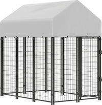 PawHut 6' x 4' x 6' Dog Run Outdoor, Large Outdoor Dog Kennel Welded Wire Steel Fence with UV-Resistant & Waterproof Cover, Secure Lock, Silver