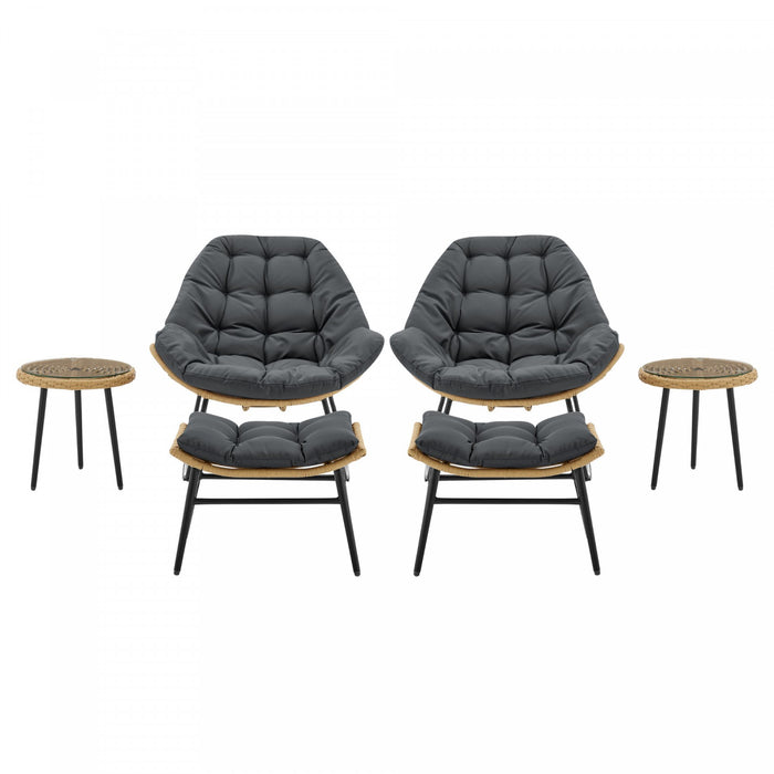 Benson Modern 3-Piece Lounge Chair Set in Gray - Set of 6